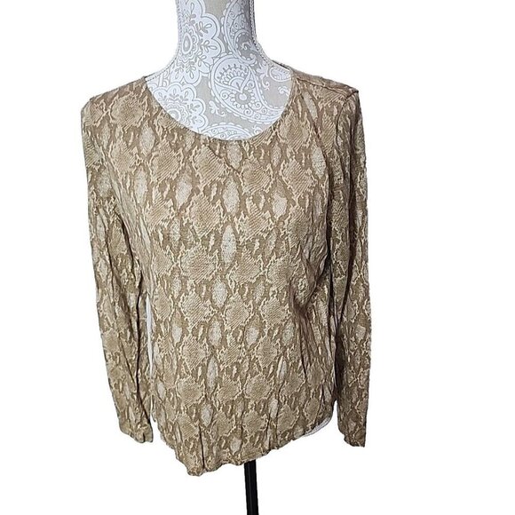 Lauren Ralph Lauren Tops - Lauren Ralph Lauren Tan Python Print Linen Knit Top Women's XL